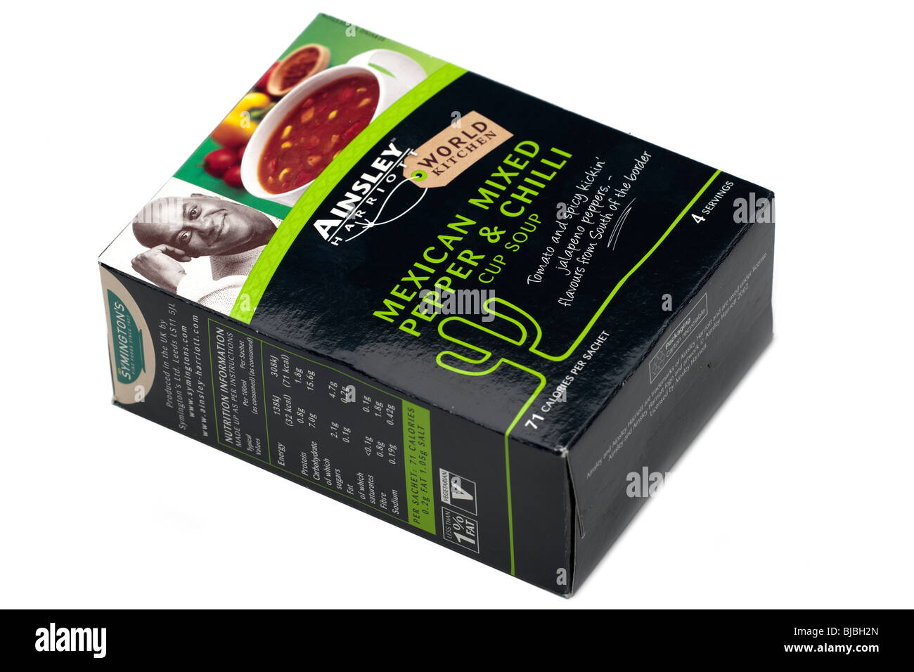Box of Four servings Ainsley Harriott Mexican mixed pepper and chilli cup soup Stock Photo
