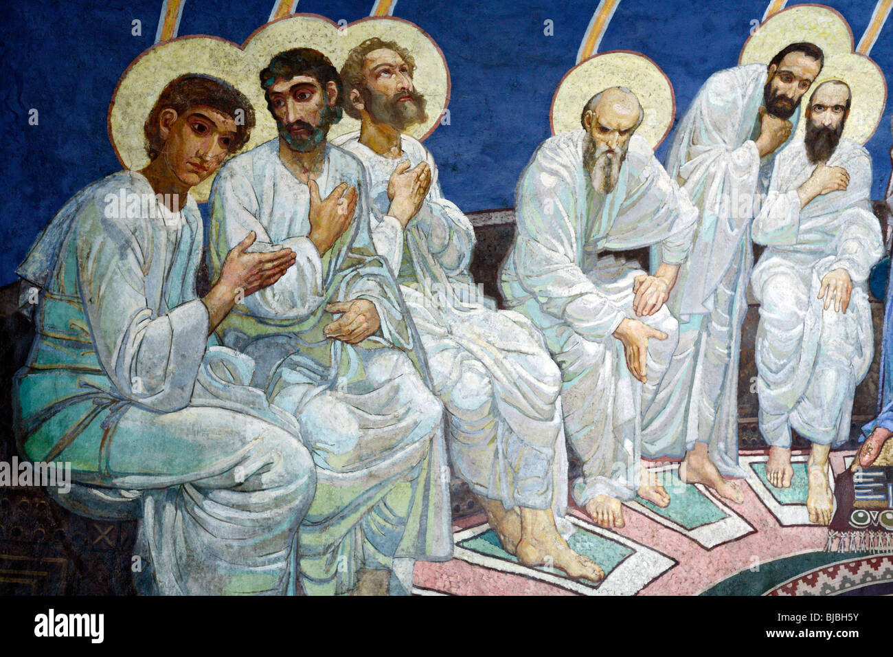 Pentecost, fresco inside the St. Cyril's Church by Mikhail Vrubel, Kiev, Ukraine Stock Photo