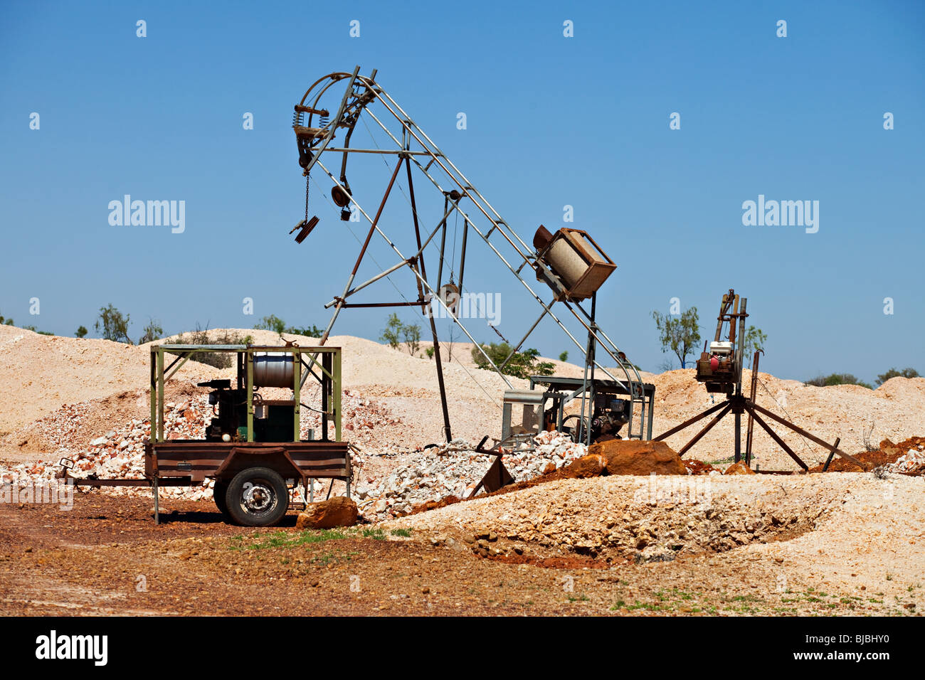 Makeshift opal mine in White Cliffs , NSW outback, Australia Stock