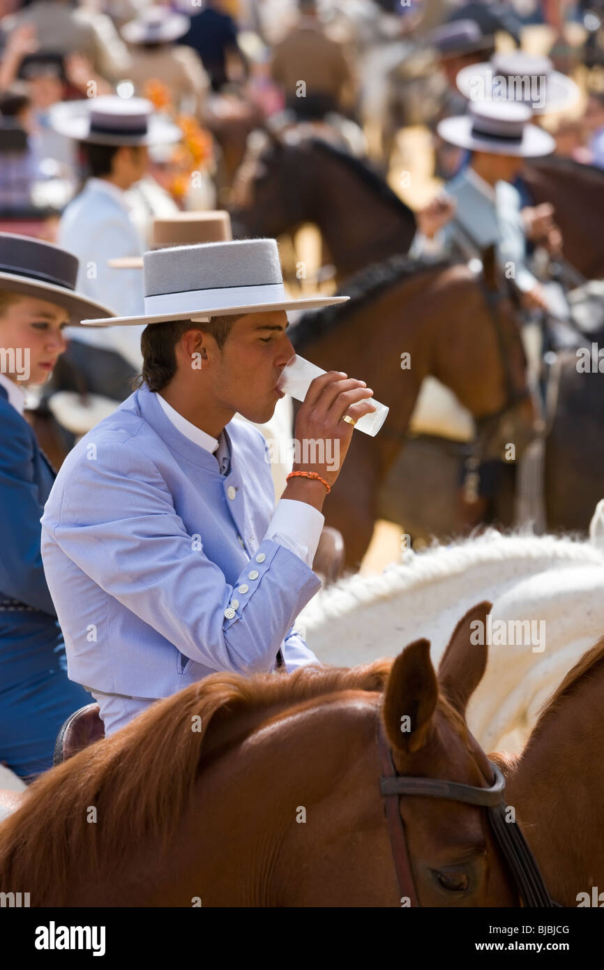 Horse men, Jerez Horse Fair, Jerez De La Frontera, Andalucia, Spain Stock Photo