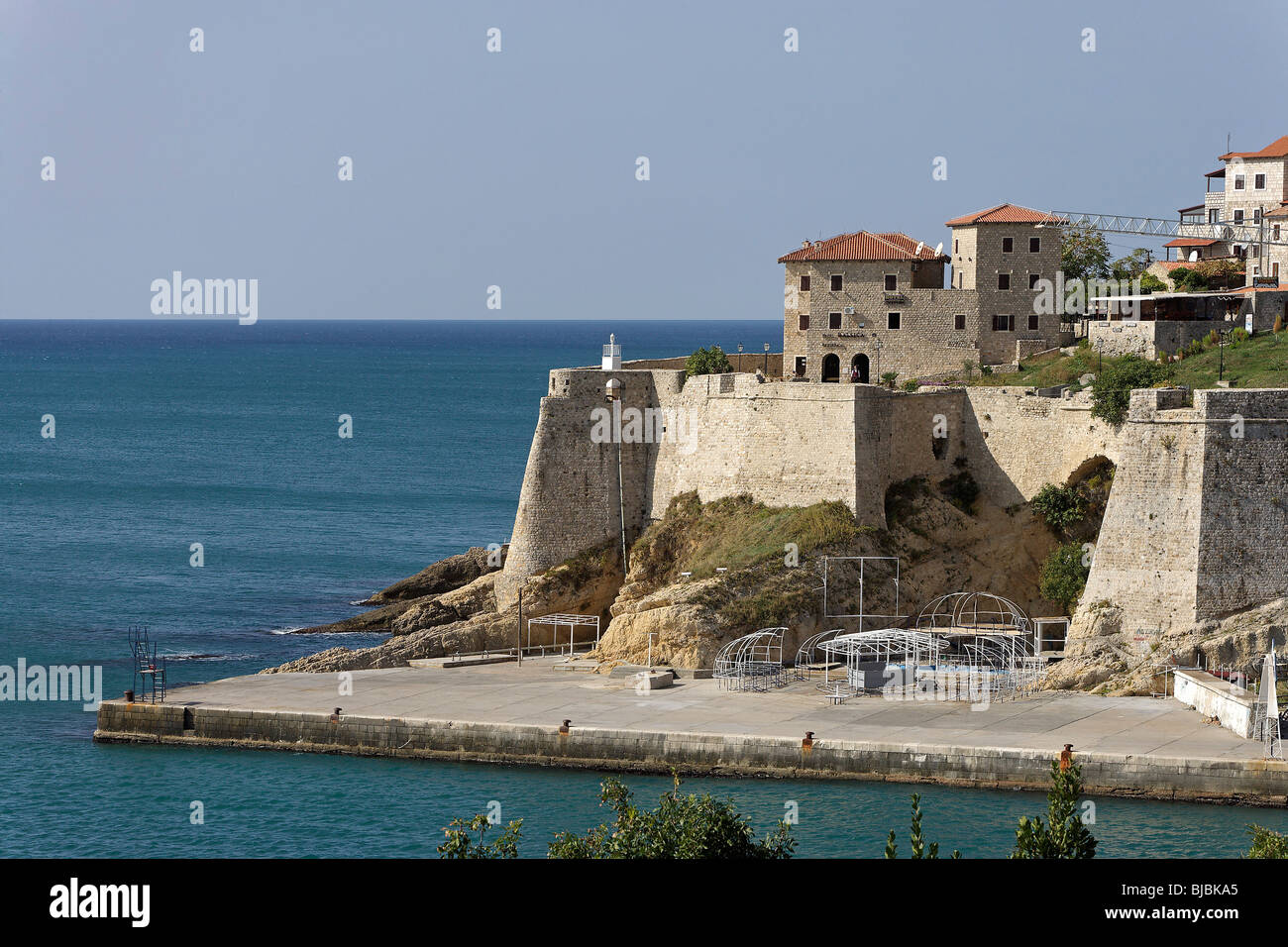 Ulcinj,fortification walls,old town,typical houses,Adriatic coast,Montenegro Stock Photo