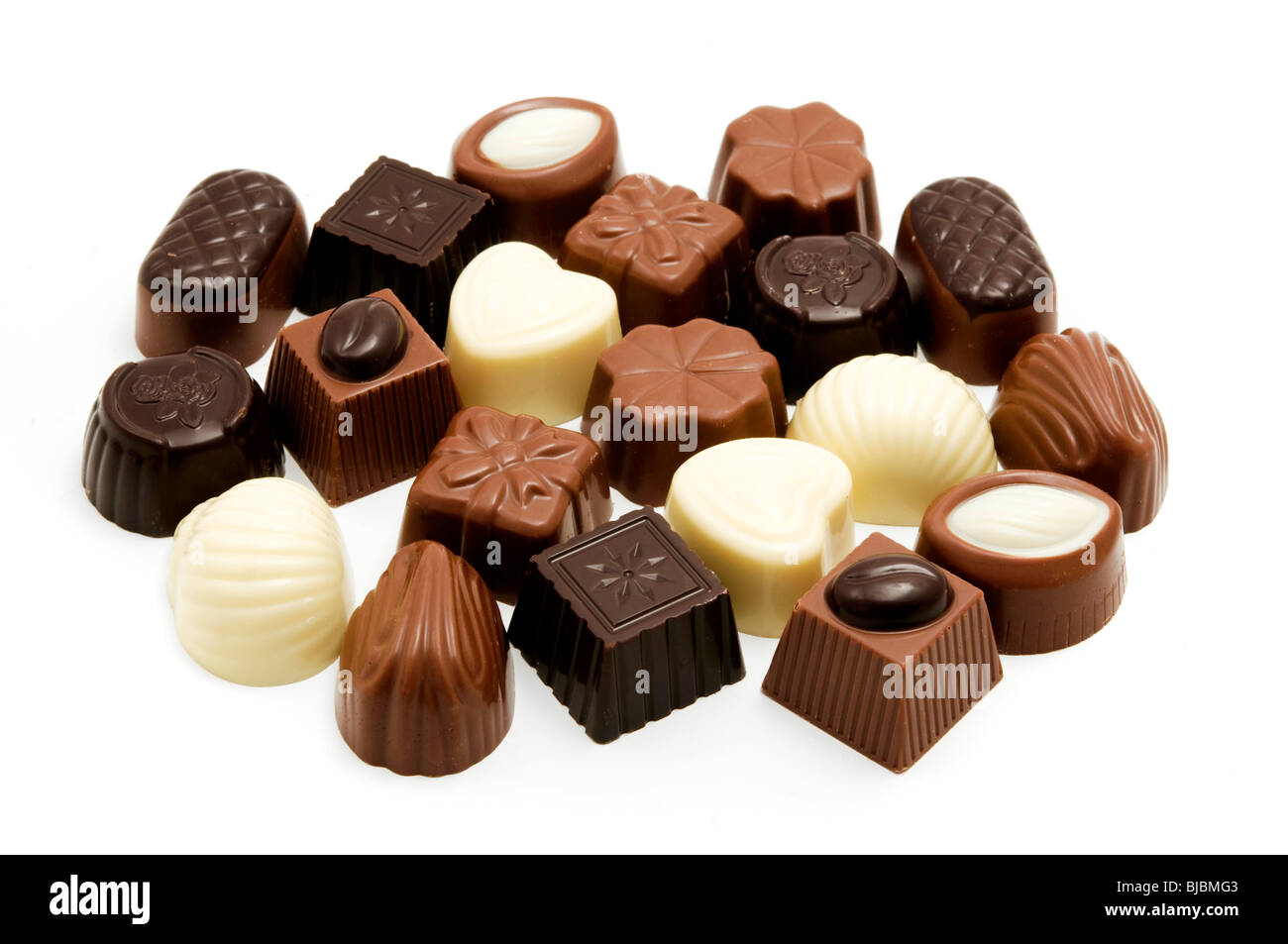 Assorted belgian chocolates Stock Photo