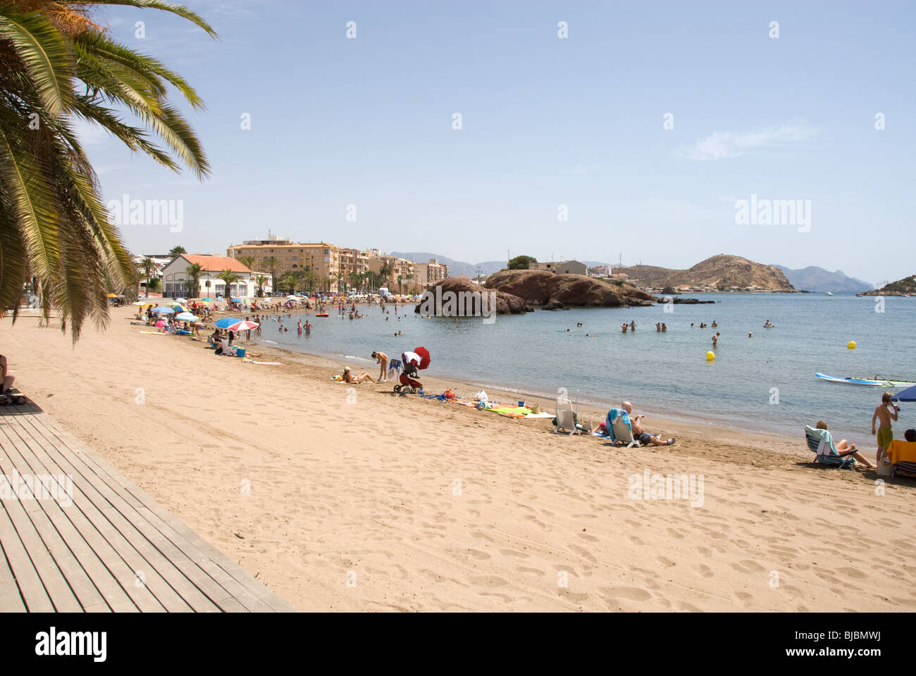 A shot of an empty beach in Puerto de Mazarron Murcia Costa Calida Spain Europe Stock Photo