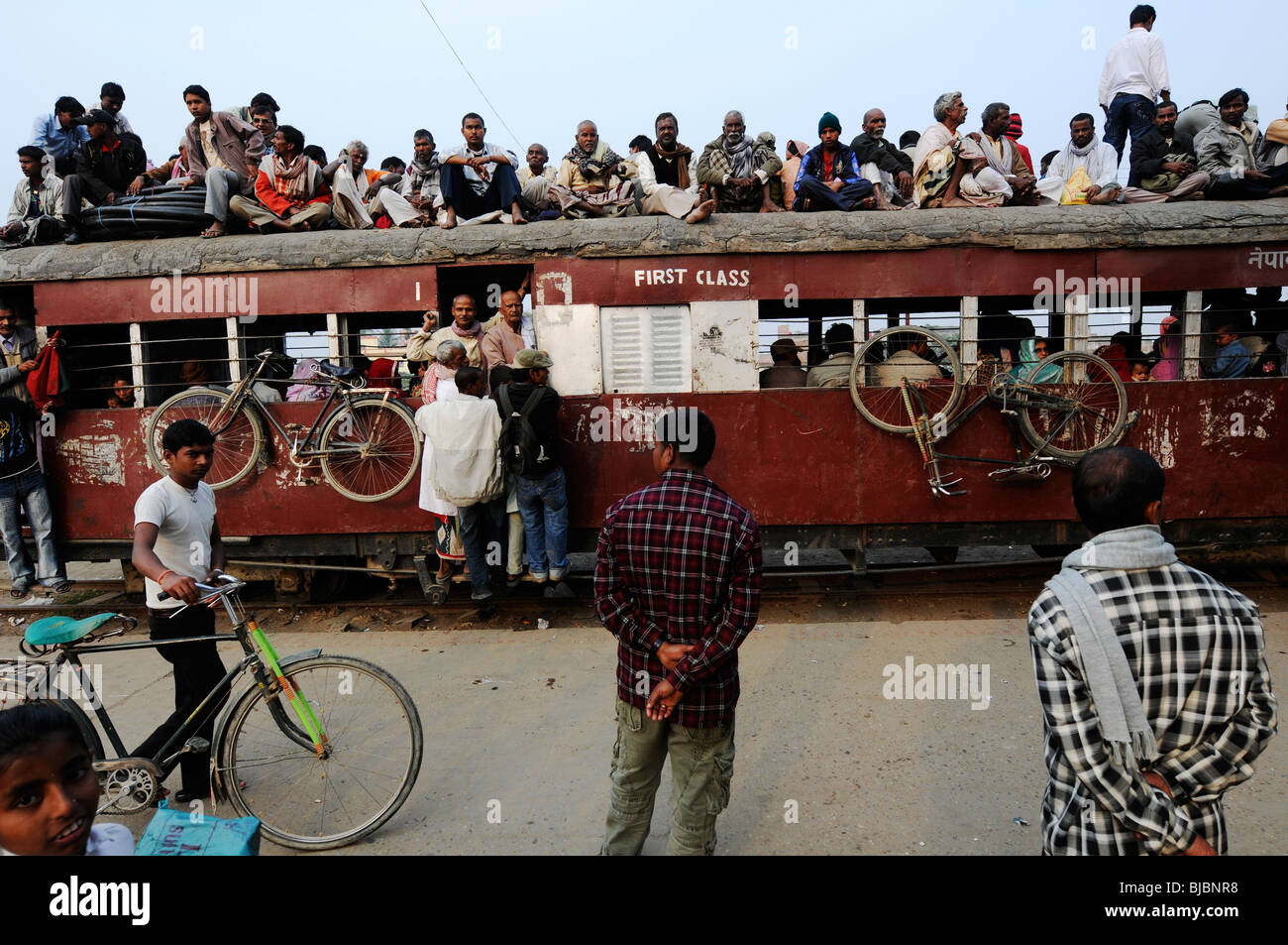 Crowded train in Janakpur, Nepal. Stock Photo
