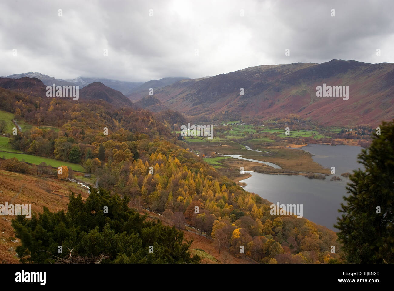 Horizontal Image of Derwent Water from Falcon Cag, Looking South Stock Photo