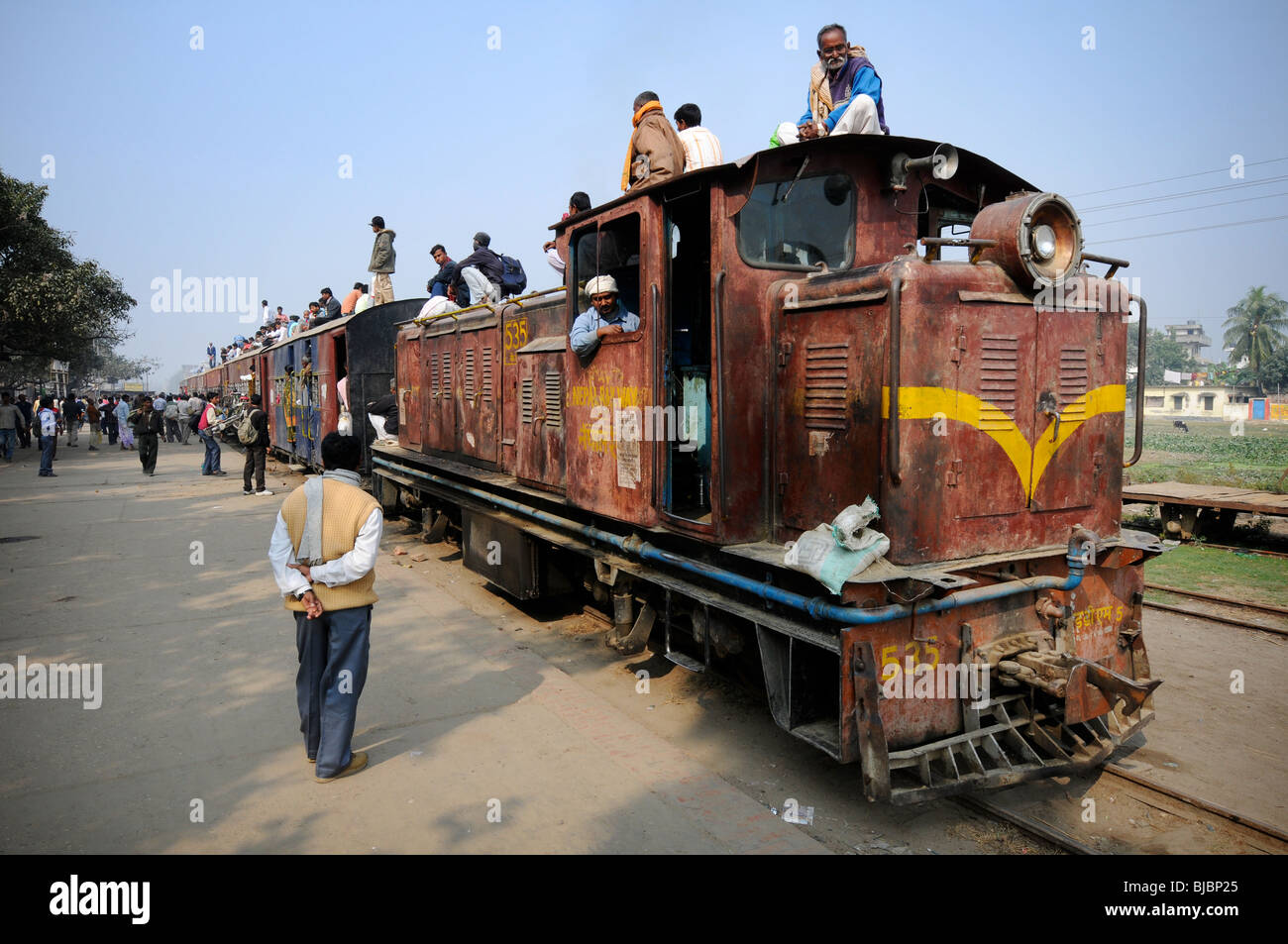 Train at the station in Janakpur. Stock Photo