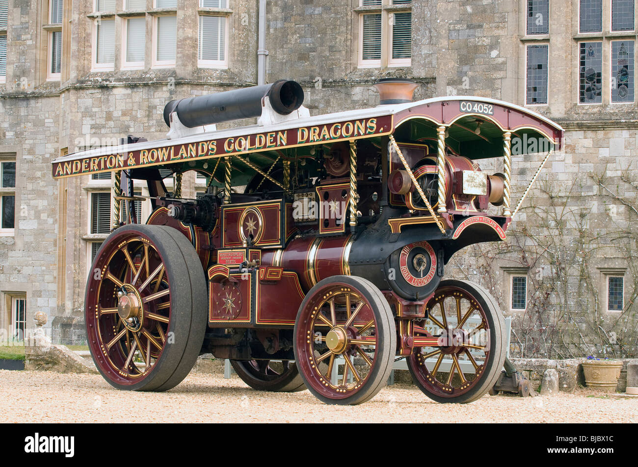 1921 Burrell Earl Beatty Showman's engine outside Palace House, Beaulieu Stock Photo