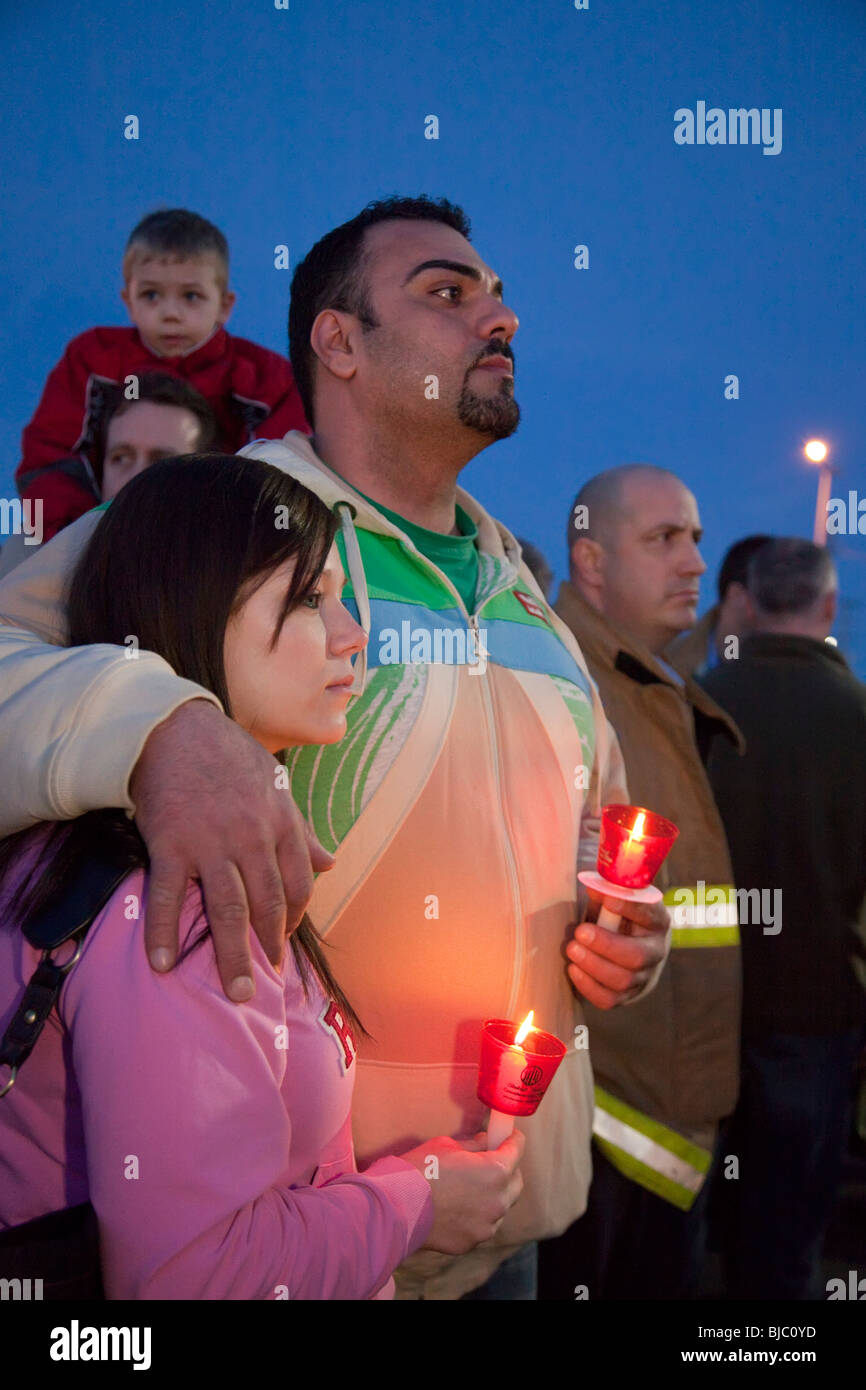 Candlelight vigil for teenagers killed by a drunk driver Stock Photo