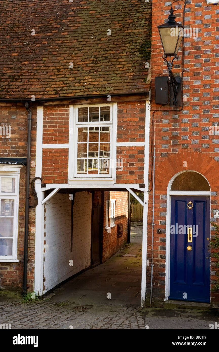 traditional red brick built building, front door and passageway in old Chesham town Buckinghamshire UK Stock Photo
