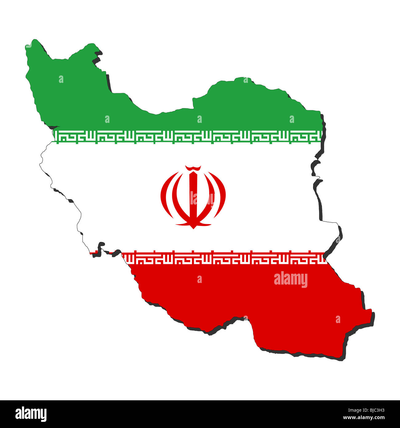 map of Iran and Iranian flag illustration Stock Photo
