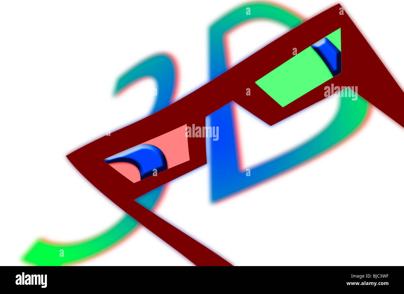 Illustration of 3d concept- view through 3d glasses Stock Photo