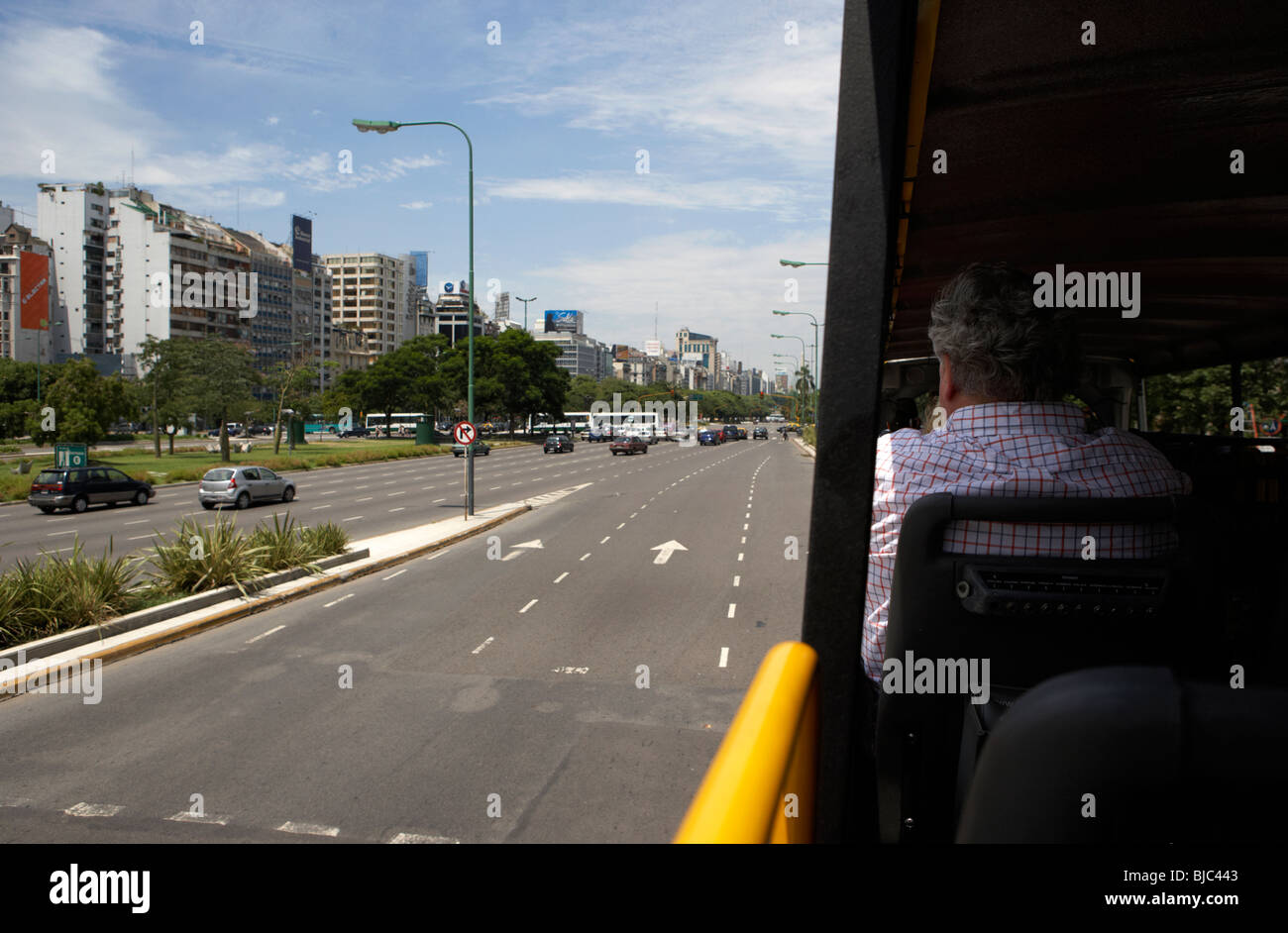 middle aged tourist on guided bus tour capital federal buenos aires republic of argentina south america Stock Photo