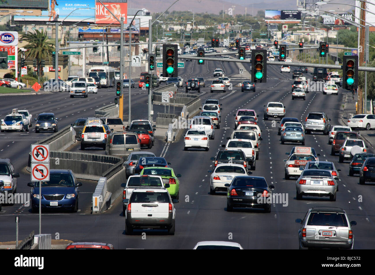 Arterial road with billboards, Las Vegas, USA Stock Photo Alamy