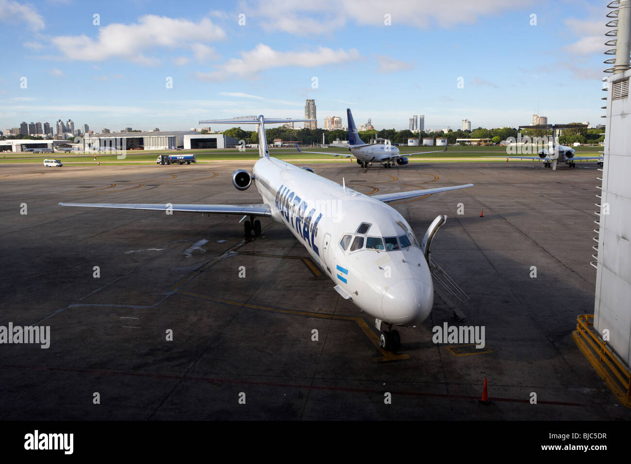 austral lineas areas McDonnell Douglas MD-81 LV-WFN aircraft on stand at aeroparque jorge newbery aep airport buenos aires Stock Photo