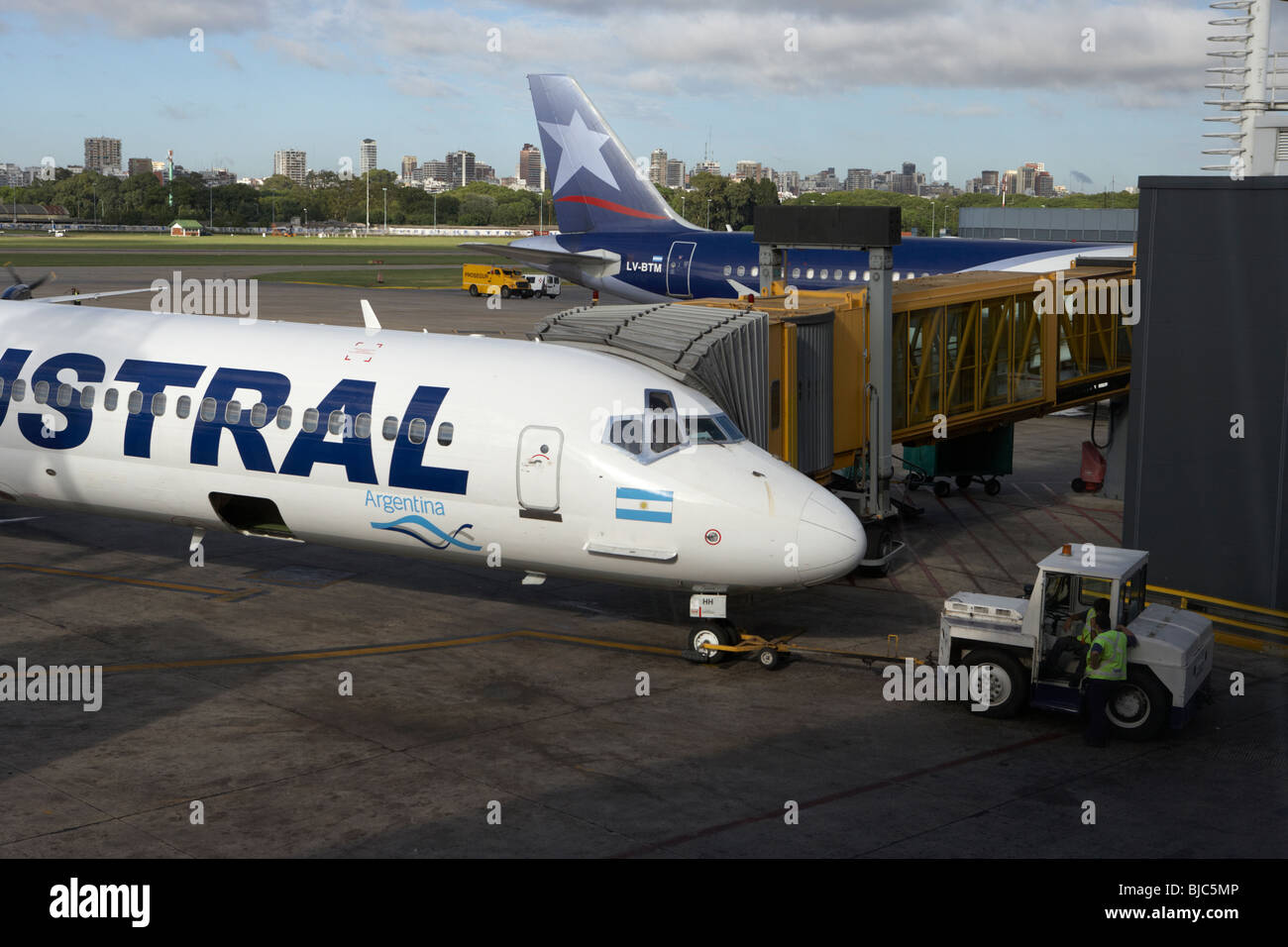 austral lineas areas McDonnell Douglas MD-81 LV-BHH aircraft on stand at aeroparque jorge newbery aep airport buenos aires Stock Photo