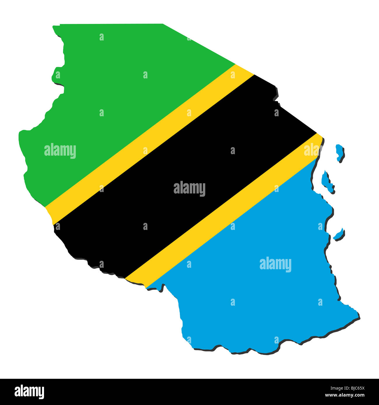 map of Tanzania and Tanzanian flag illustration Stock Photo