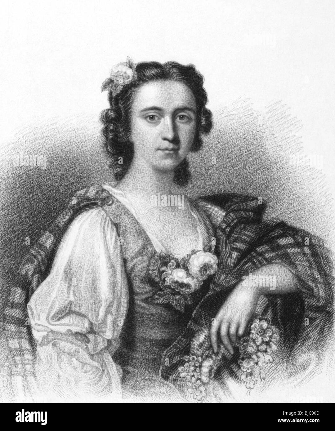 Flora MacDonald (1722-1790) on engraving from the 1800s. Jacobite heroine. Stock Photo