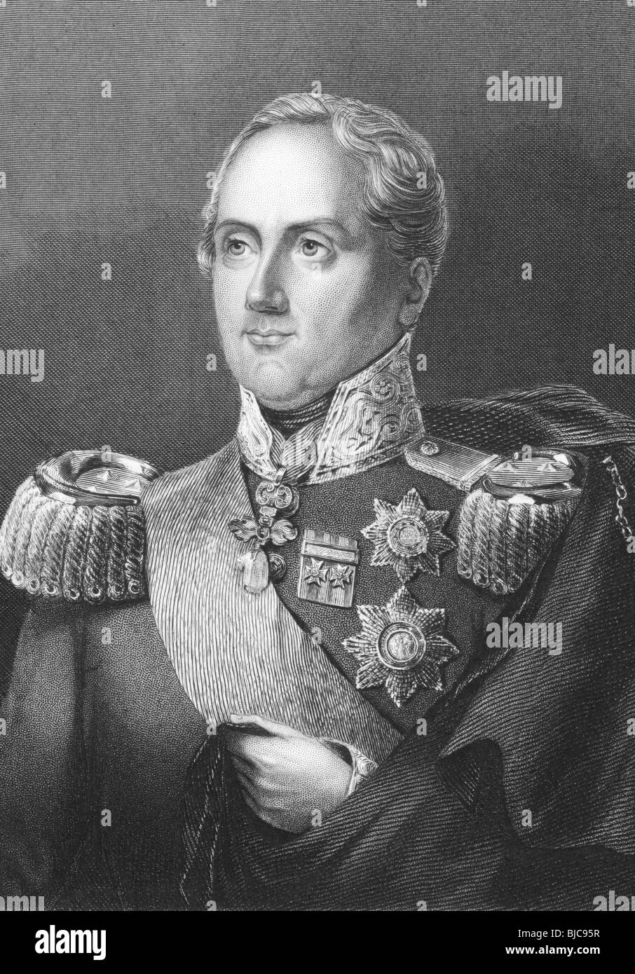 Frederick Augustus I of Saxony (1750-1827) on engraving from the 1800s. King of Saxony duting 1805-1827. Stock Photo