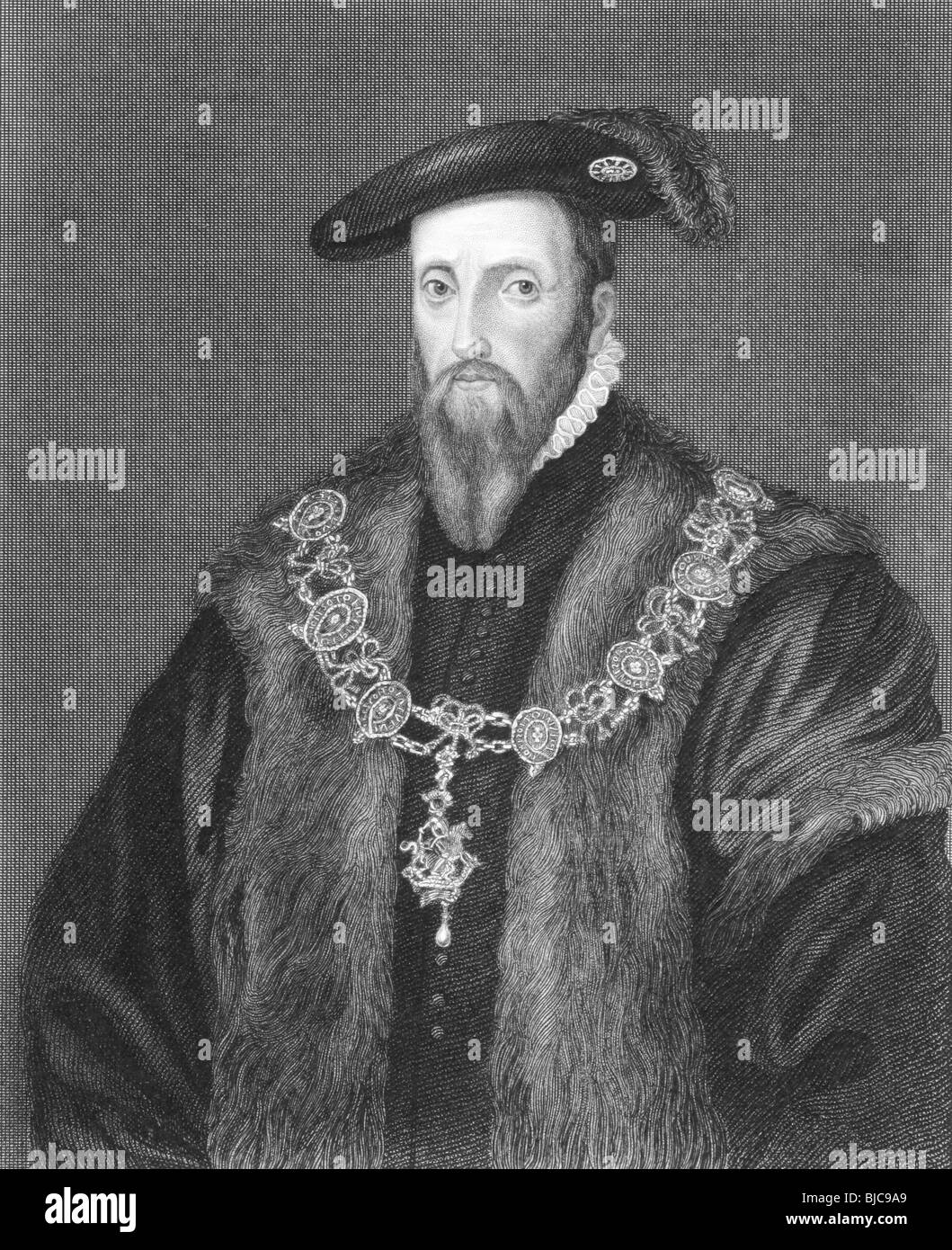 Edward Seymour, 1st Duke of Somerset (1506-1552) on engraving from the 1800s. Stock Photo