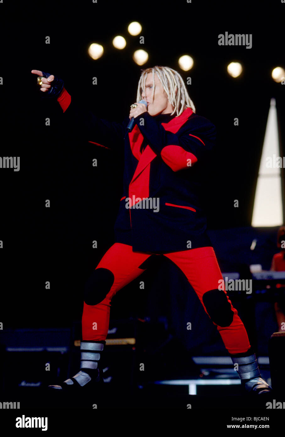 Billy Idol performing on stage at the Milton Keynes Bowl UK circa 1995