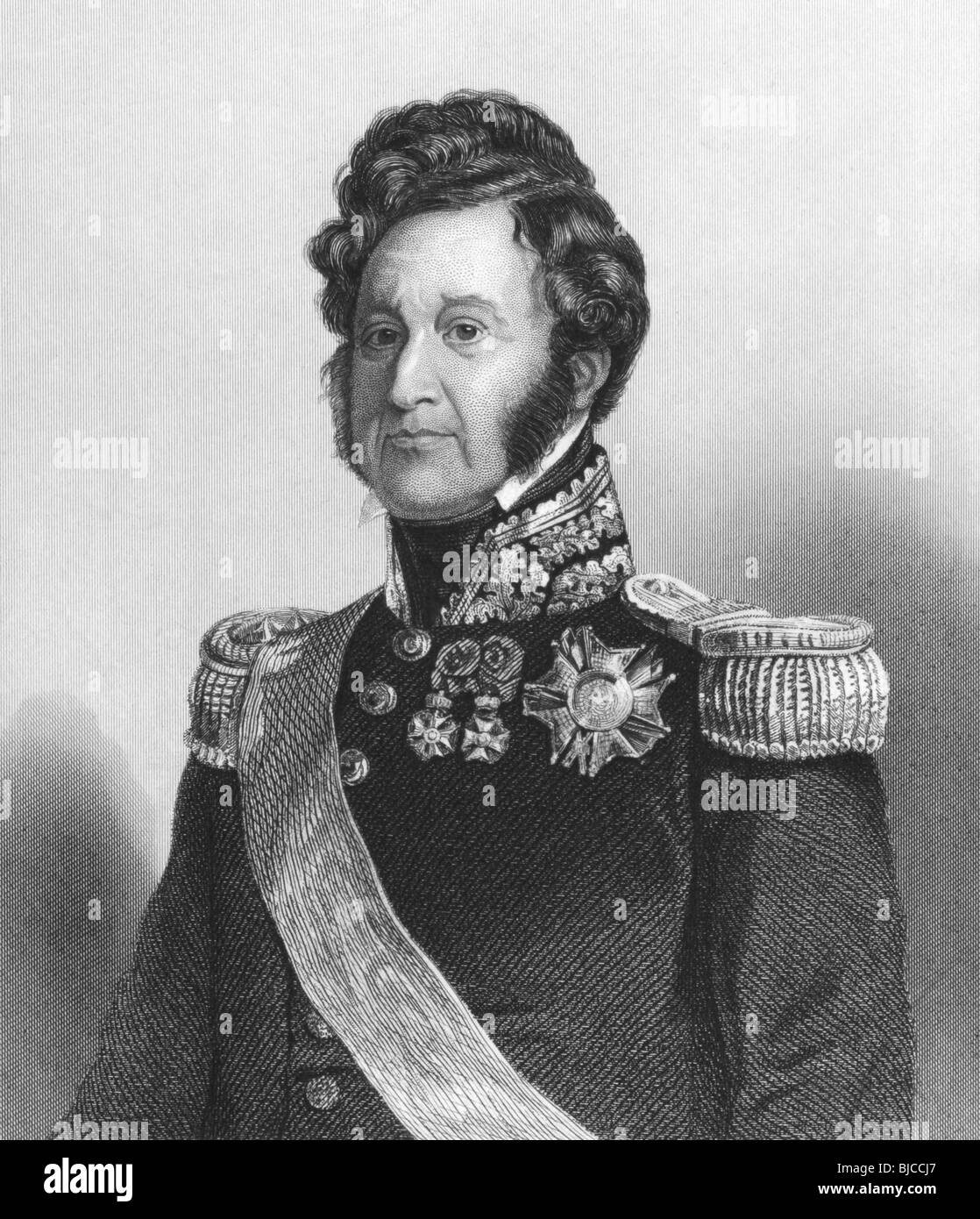 Louis Philippe (1773-1850) on engraving from the 1800s. King of the French during 1830-1848. Engraved by H.Meyer. Stock Photo