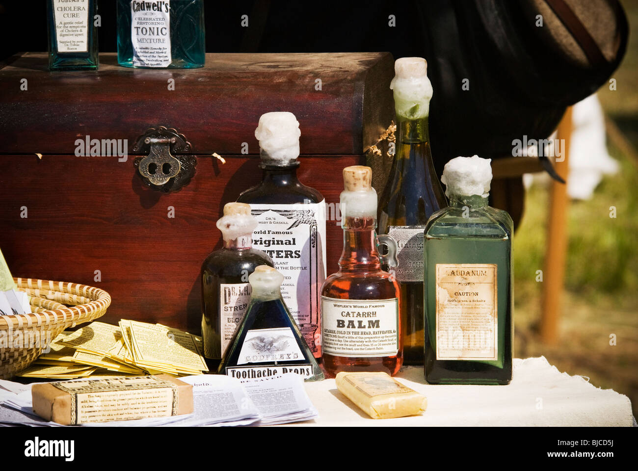 Civil War reenactor's medicine kit Stock Photo