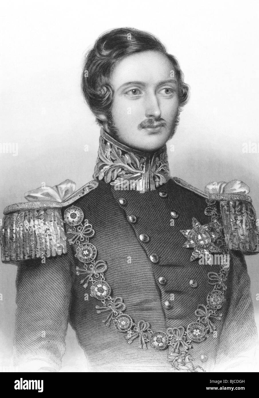 Prince Albert on engraving from the 1850s. Husband of Queen Victoria. Stock Photo