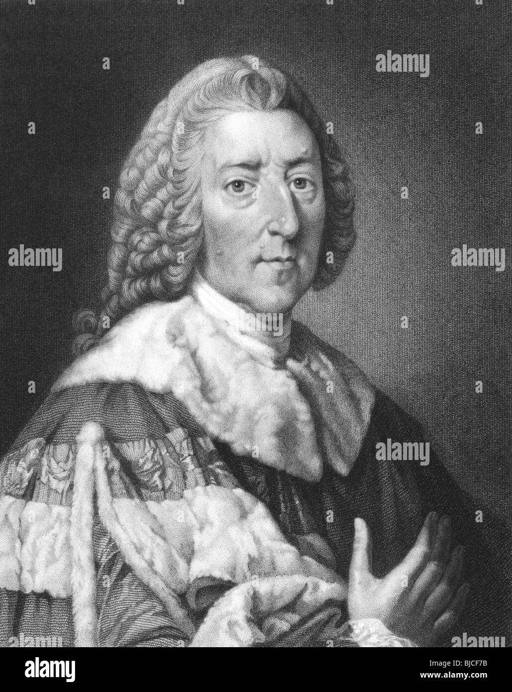 William Pitt 1st Earl of Chatham (1708-1778) on engraving from the 1800s. British statesman. Stock Photo