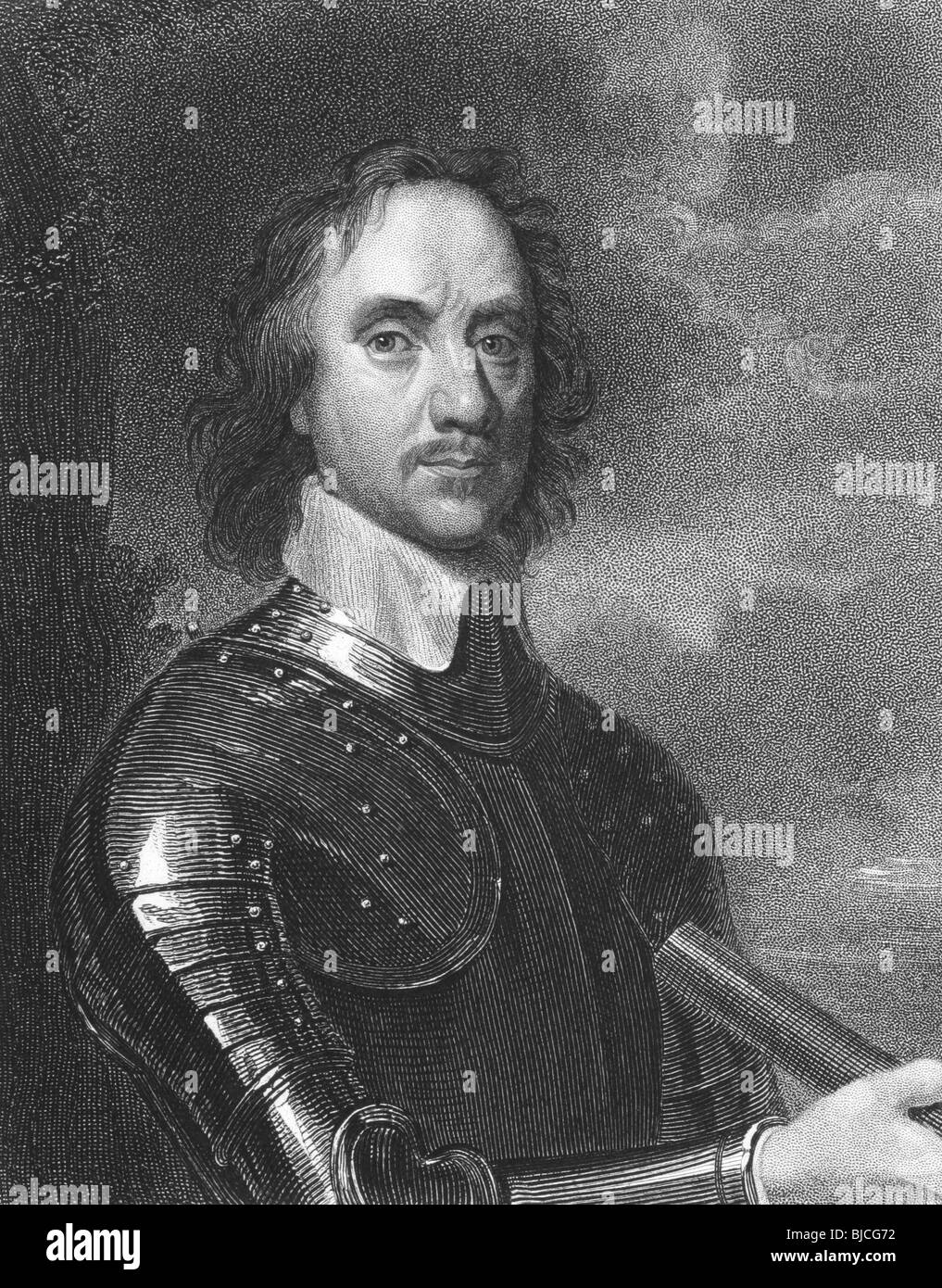 Oliver Cromwell (1599-1658) on engraving from the 1800s. English military and political leader. Stock Photo