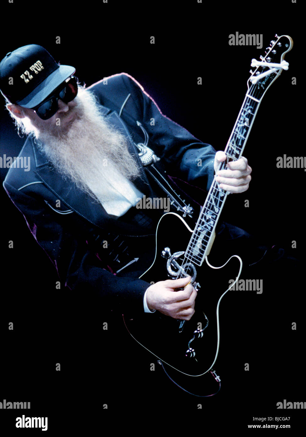 ZZ Top performing at the NEC in Birmingham, United Kingdom in the late eighties Stock Photo
