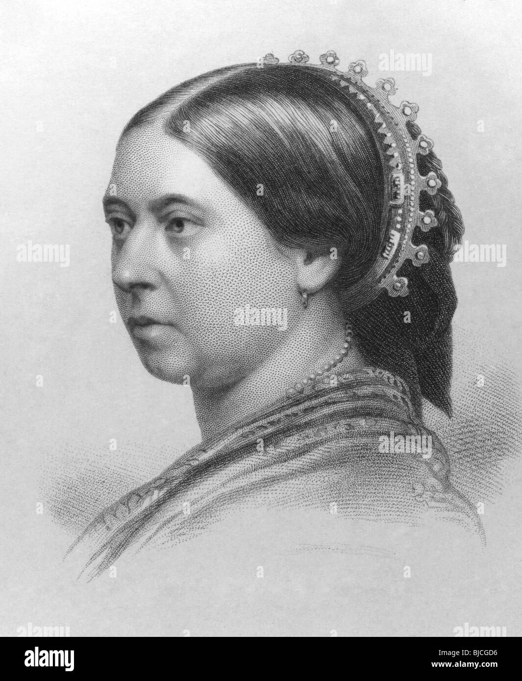 Queen victoria 1819 1901 on engraving Black and White Stock Photos