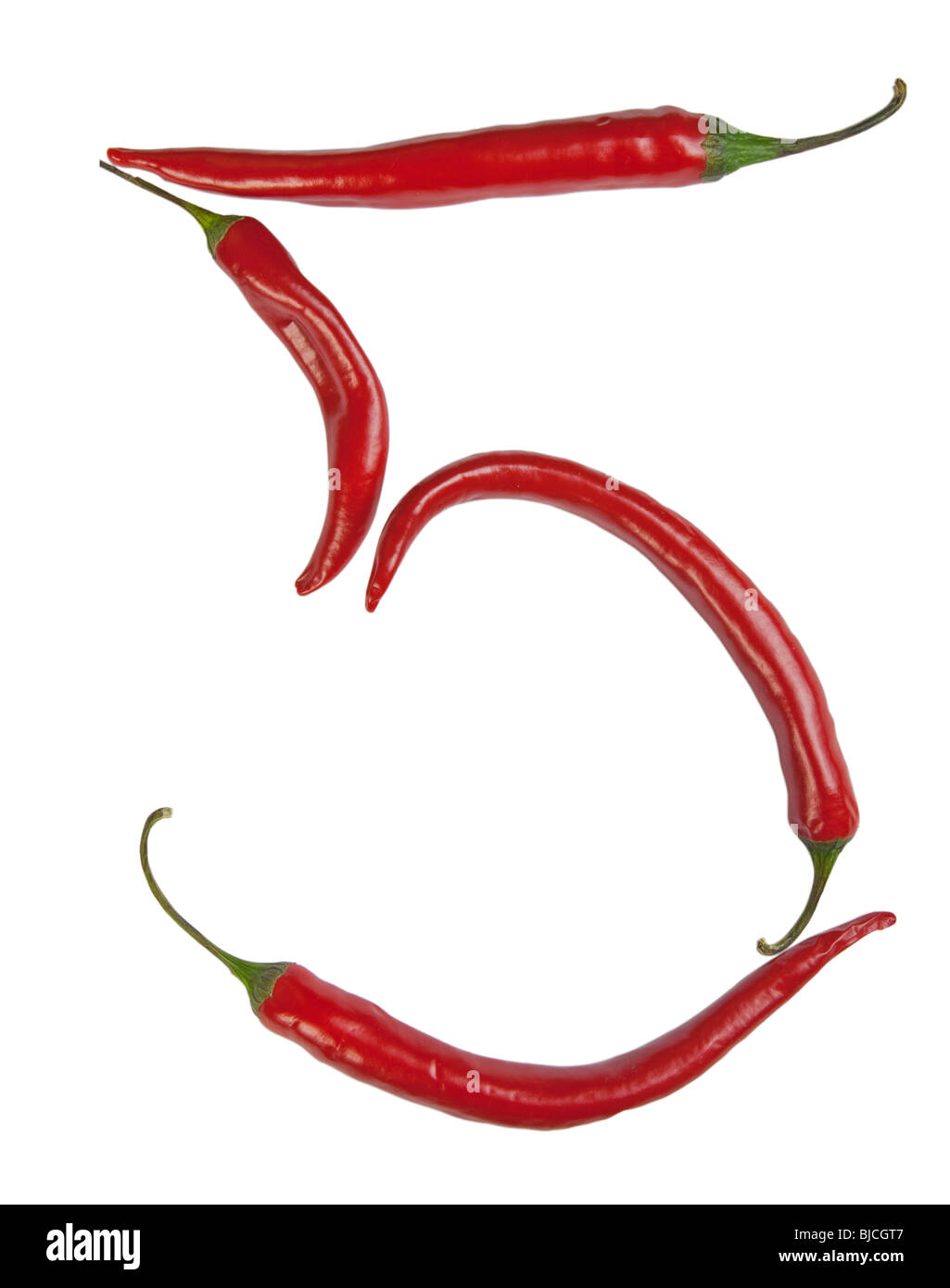 Number 5 made from chili, with clipping path Stock Photo Alamy