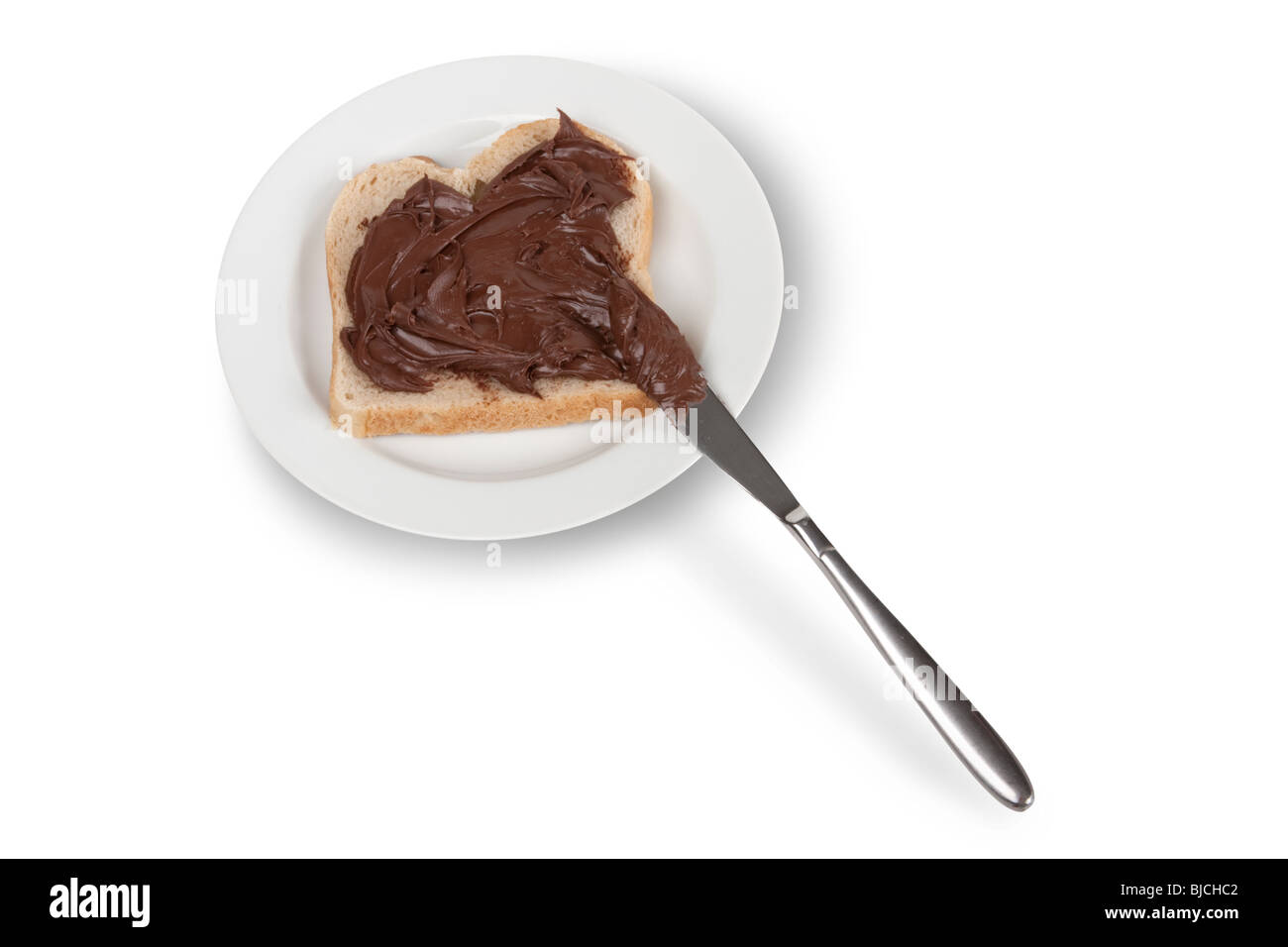 Breakfast toast with hazelnut cream Stock Photo
