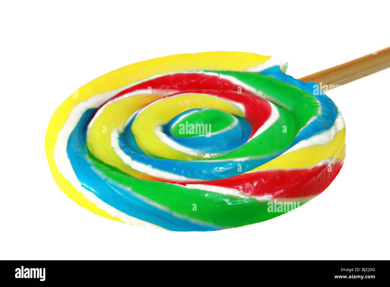 Close up of lollipop candy (swirl pop) on white background Stock Photo