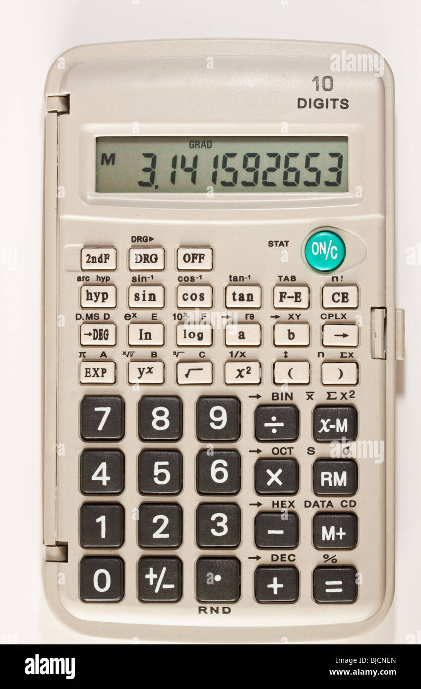 Scientific Calculator Showing Numerical Value of Pi Stock Photo