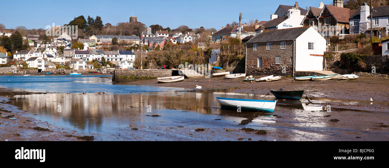 Panoramic photo of Noss Mayo and the River Yealm, Devon England UK Stock Photo