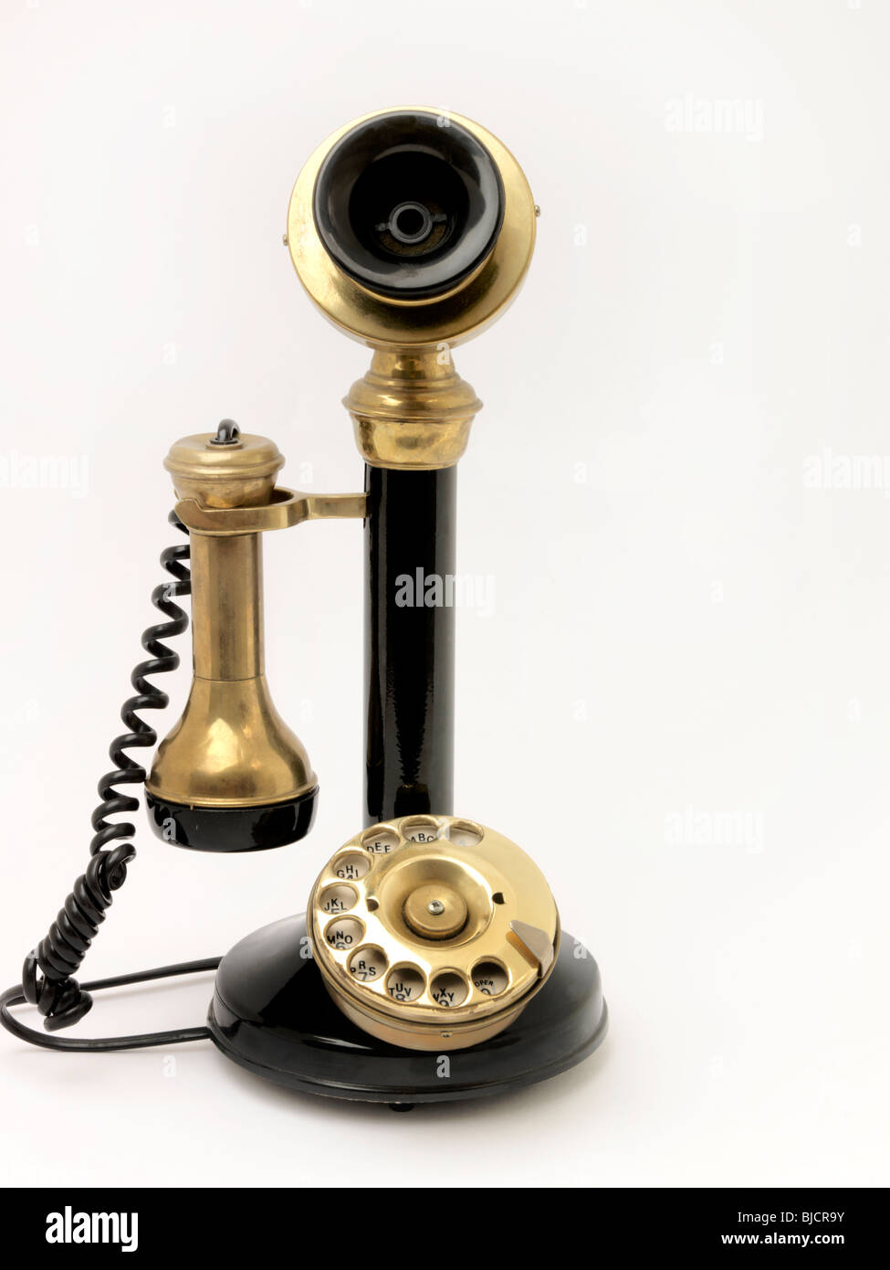 Antique Candlestick Rotary Dial Telephone Stock Photo