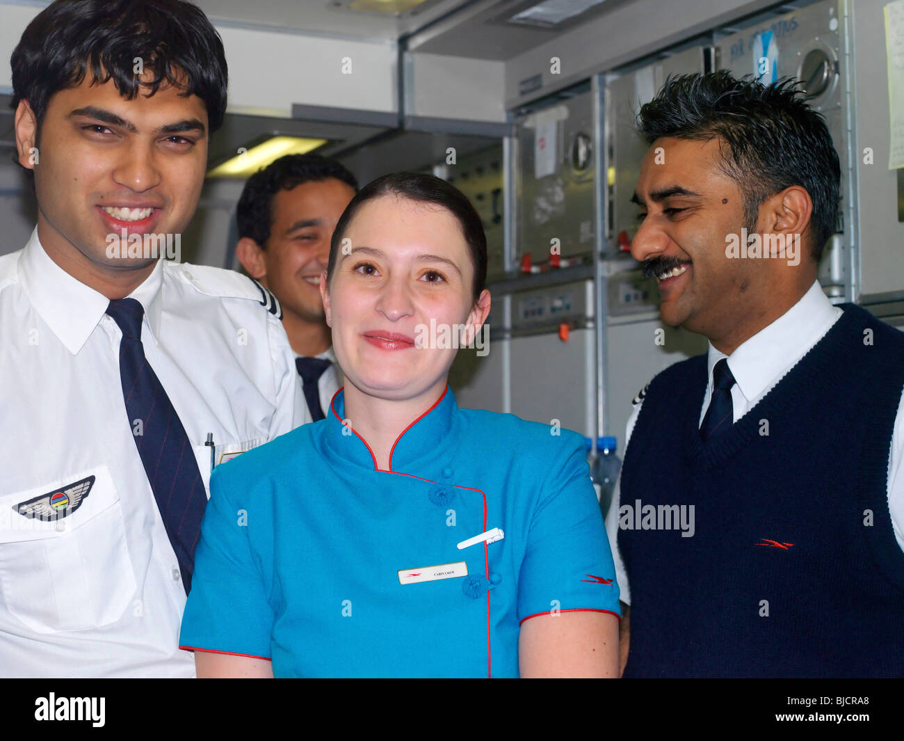 Air Crew on Air Mauritius Stewards and Stewardess Stock Photo