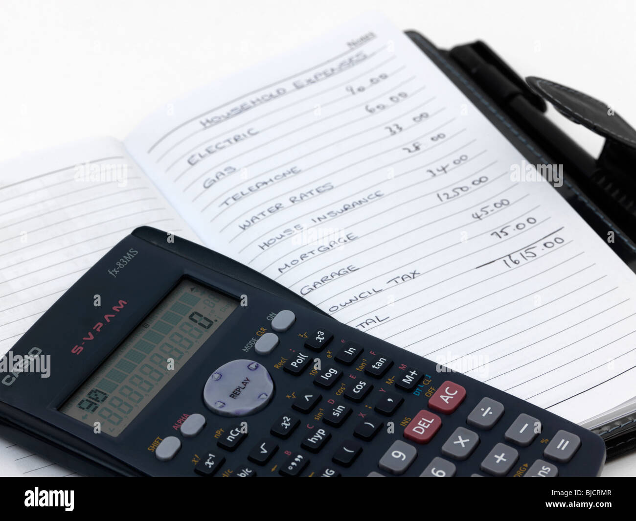 handwritten budget list calculator note book stock photo 28556215