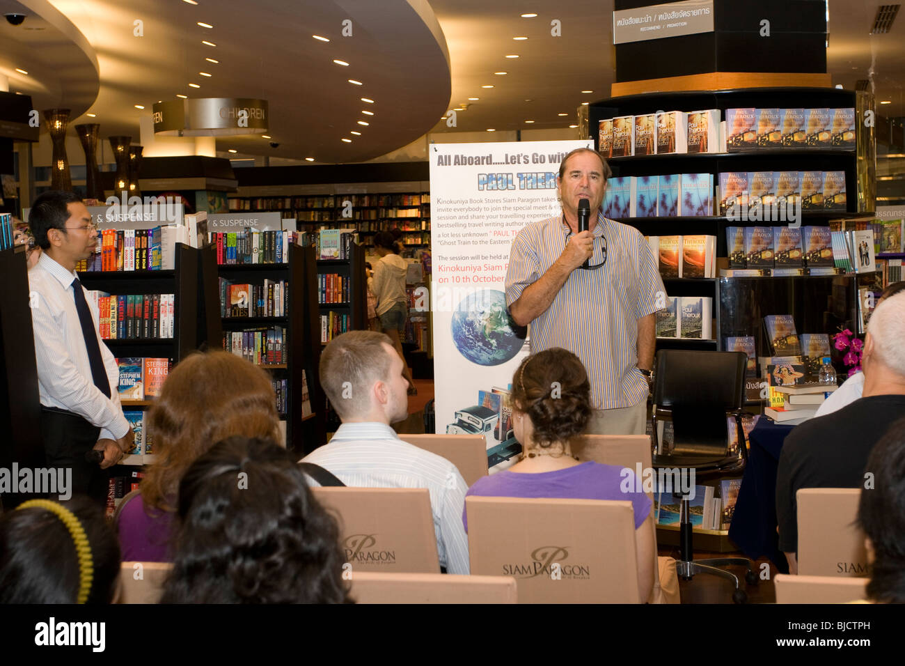 Best-selling travel writer Paul Theroux at a book signing session at Kinokuniya book store in Bangkok, Thailand Stock Photo