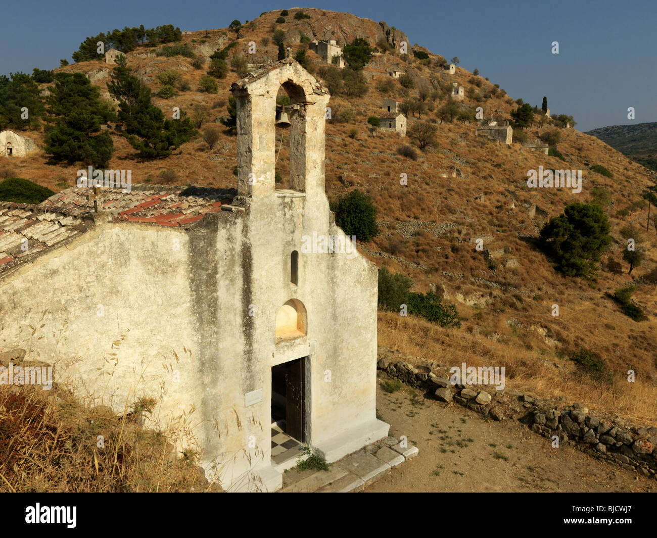 Paleochora Aegina Greece Medieval Town On A Hill Stock Photo