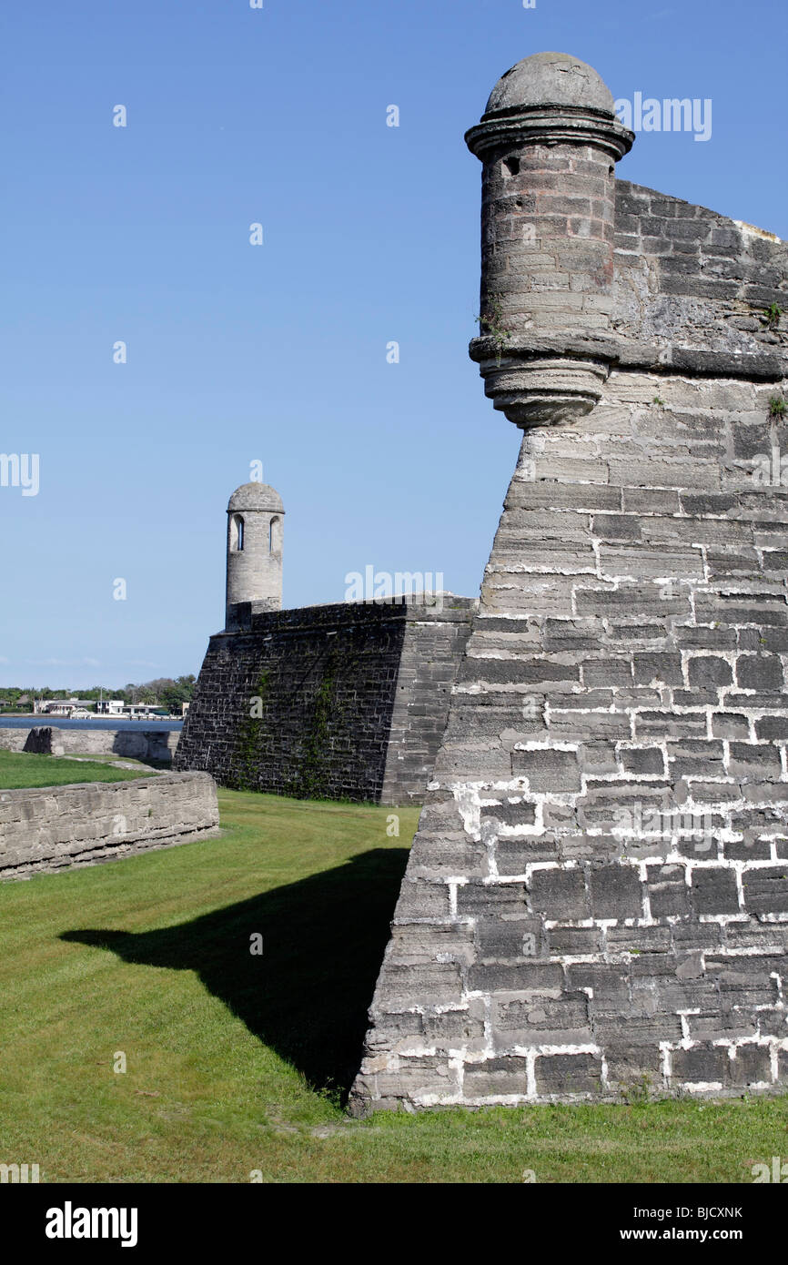 The watch towers at Castillo De San Marcos National Monument St Augustine Florida Stock Photo