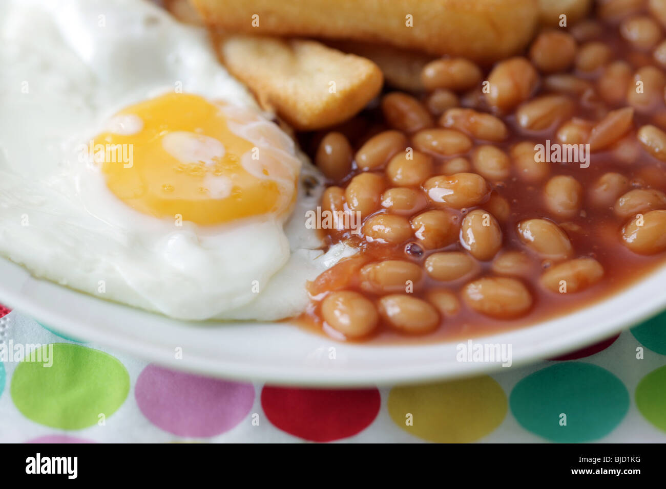 Fried Egg Baked Beans and Chips Stock Photo Alamy