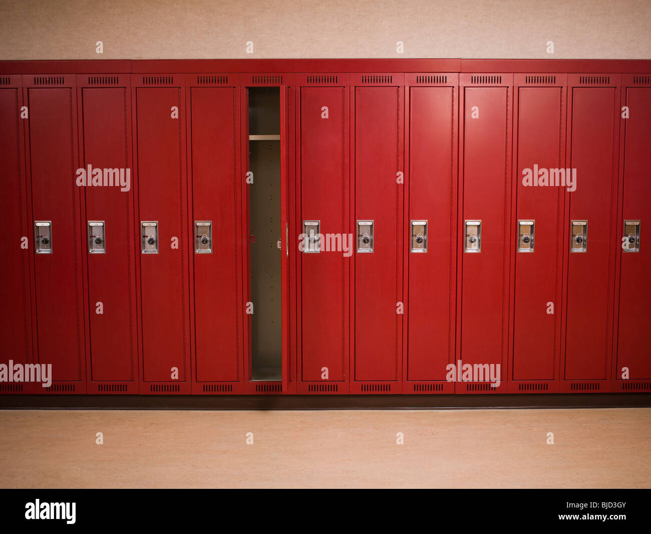 Wall of lockers Stock Photo Alamy