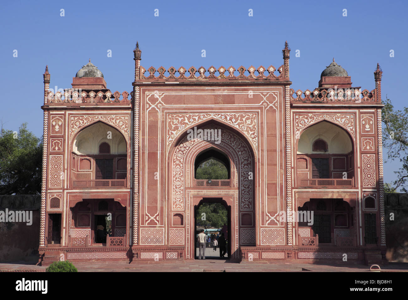 East gate main entrance of Itimad-ud-Daula tomb mausoleum of white marble built by Mughal emperor ; Agra ; Uttar Pradesh ; India Stock Photo