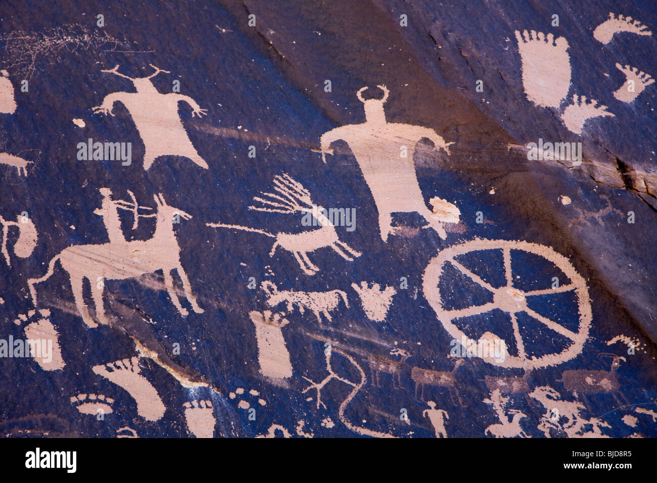 Petroglyphs at Newspaper Rock Recreation Site near Canyonlands National Park, Utah. Stock Photo