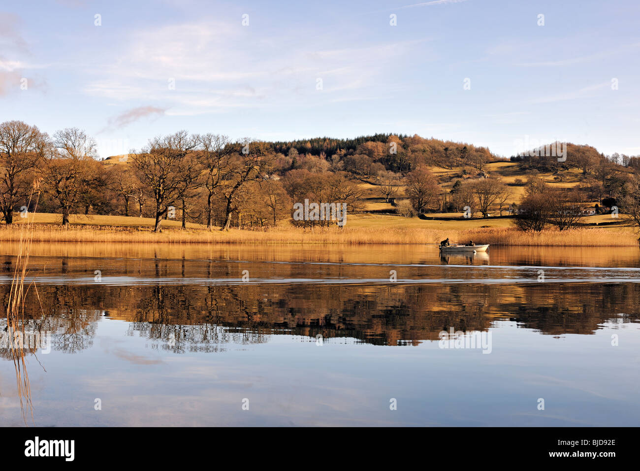 Anglers fishing in Esthwaite Water, Cumbria, England Stock Photo Alamy