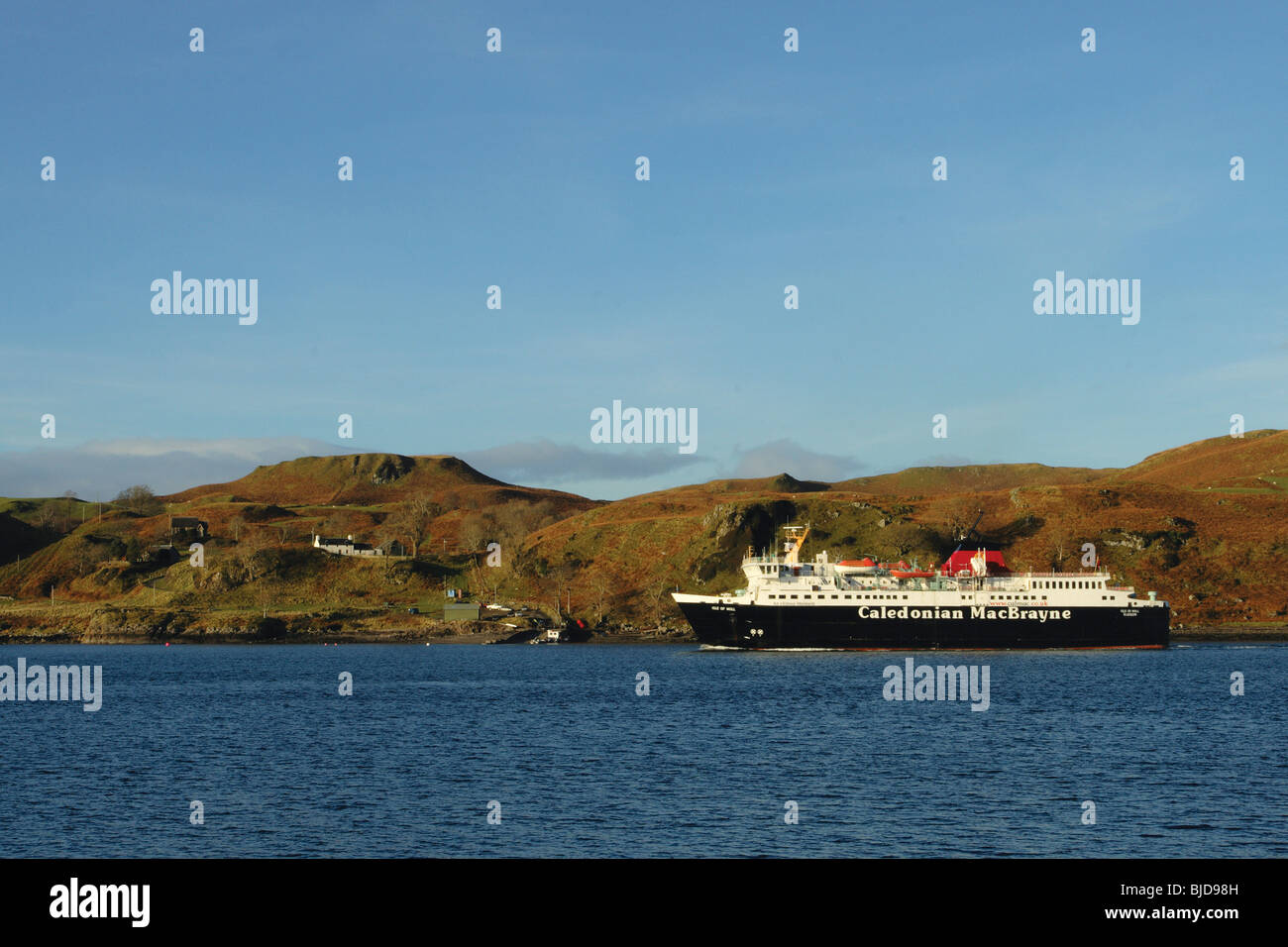 The Caledonian MacBrayne Ferry Isle of Mull passing the island of Kerrera near Oban Argyll and