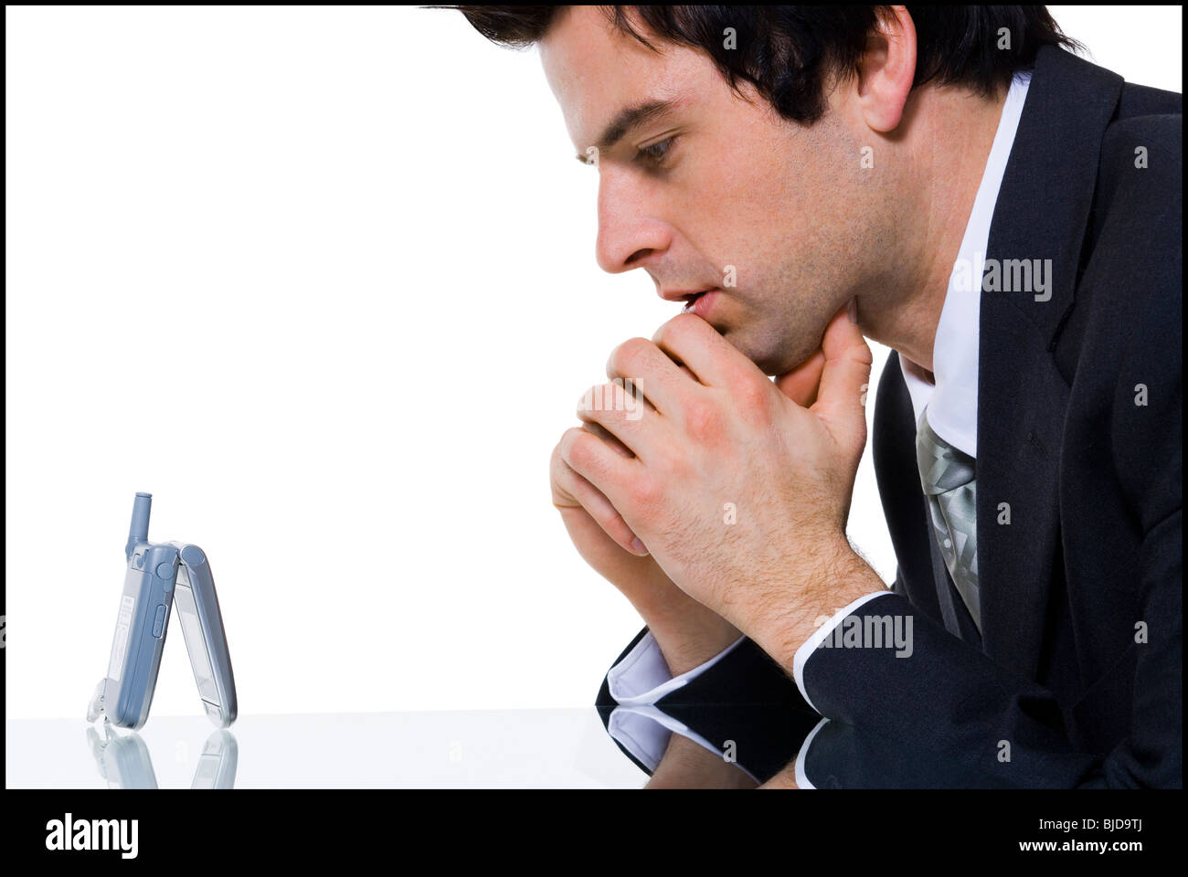 Man waiting for a call Stock Photo