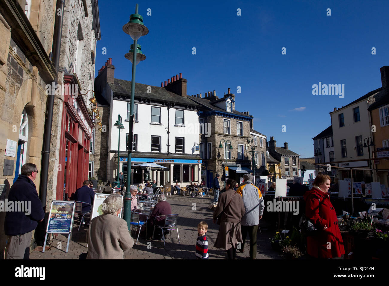 Kendal Market Square Cafes Stock Photo